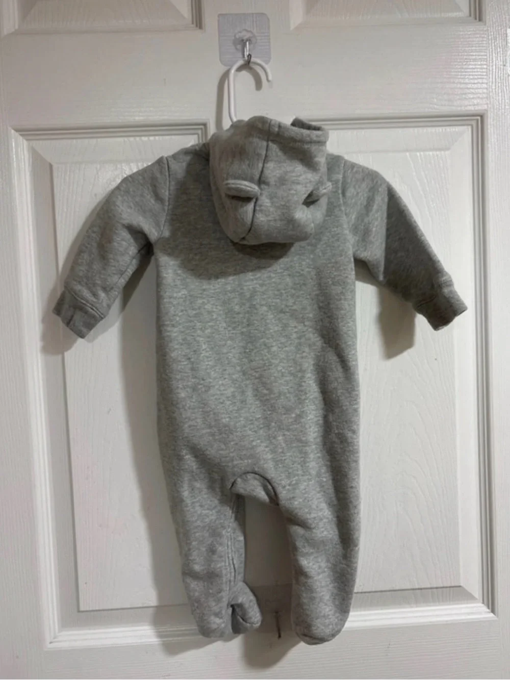 GAP Gray Hooded Fleece Footed One-Piece